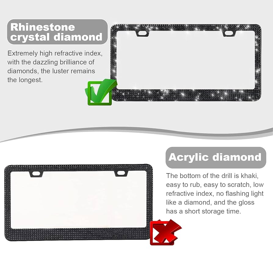 Amazon.com: QUANQIUFEI 2 Pack Bling License Plate Frames for
